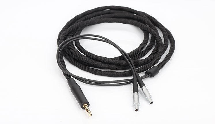 Headphone cable with ODU connector+Siliver plated wire+Braided cable jacket